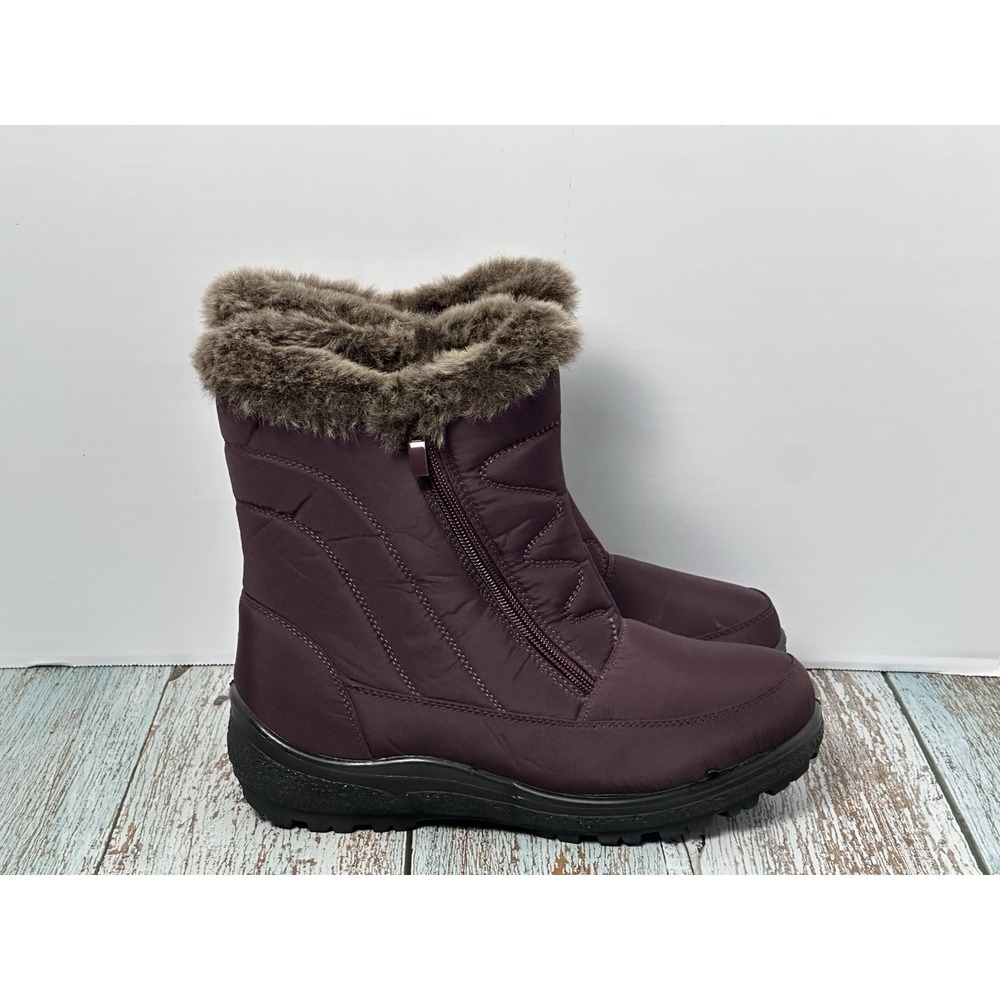 Flexus Italian Comfort Women's Burgundy Snow Boots Size 38 (7.5-8) - Picture 12 of 16